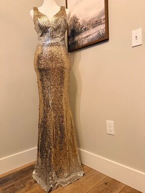 Crystal Doll | Dresses | Crystal Doll Gold Sequins Dress | Poshmark